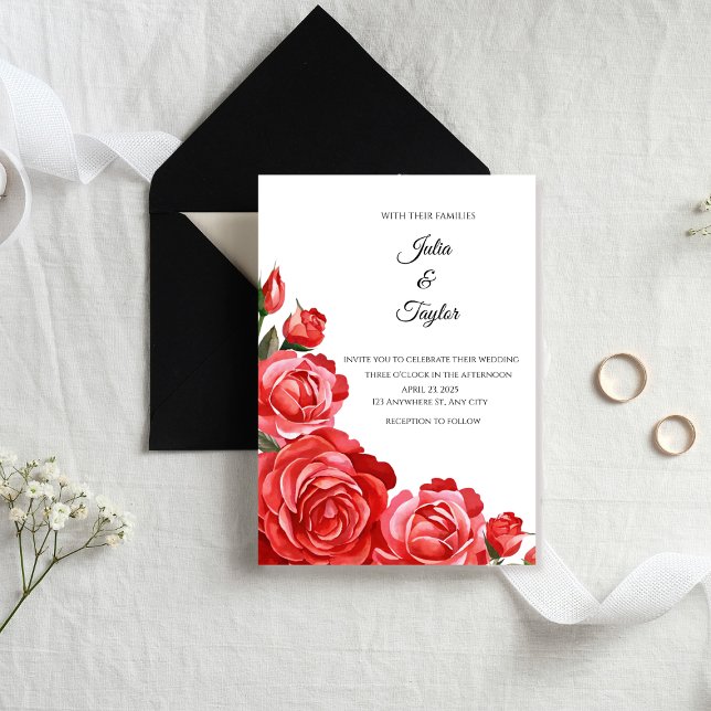 Invitación Red Rose Elegant Floral Invite (Subido por el creador)