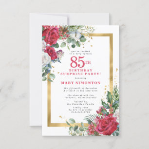 Invitación Red Rose Holly 85th Surprsie Fiesta