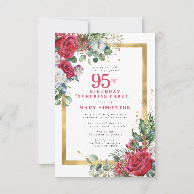 Invitación Red Rose Holly 95th Surprise Fiesta (Anverso)