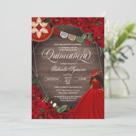 Invitación Red Rose Western Charra Mariachi Quinceañera
