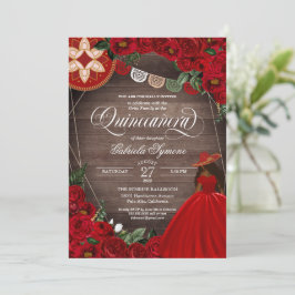 Invitación Red Rose Western Charra Mariachi Quinceañera