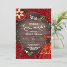 Invitación Red Rose Western Charra Mariachi Quinceañera