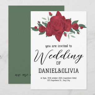 Invitación Red Roses Boho Boda