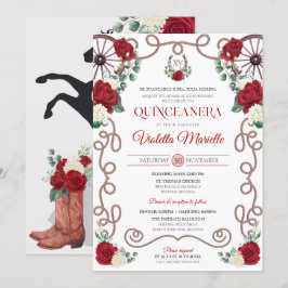 Invitación Red Roses Elegante Charro Occidental Quinceanera