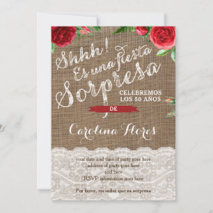 Invitación Red Roses Español Surprise Birday Party