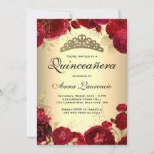 Red Roses Gold Quinceanera