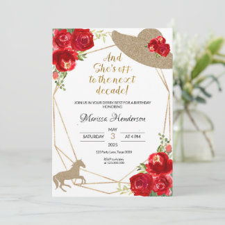 Invitación Red Roses Kentucky Derby Birthday