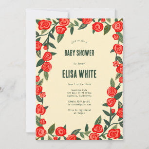 Invitación Red Roses PERSONALIZADO Código QR BABY SHOWER