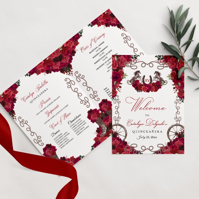 Invitación Red Roses Western Charro Quinceañera (Subido por el creador)