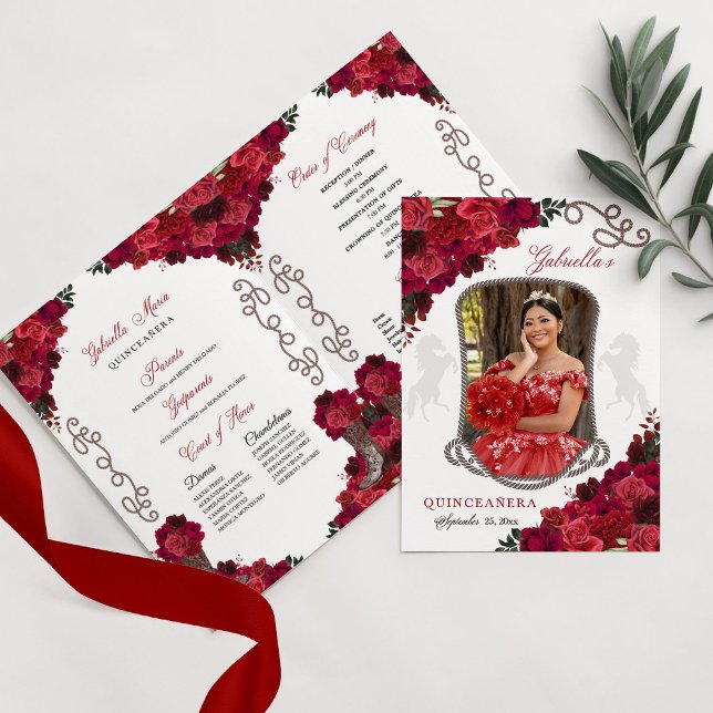 Invitación Red Roses Western Charro Quinceañera (Subido por el creador)
