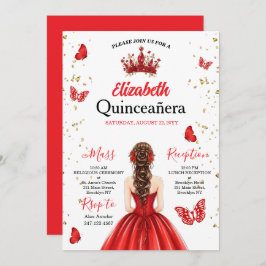Invitación Red Royal Butterfly Quinceañera Invitation