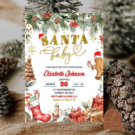 Invitación Red Santa Baby Floral Navidades Baby Shower