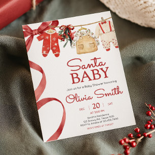 Invitación Red Santa Baby Navidad Baby Shower