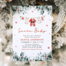 Red Santa Baby Navidades Clothesline Baby Shower