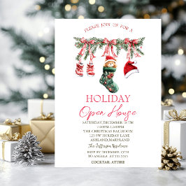 Invitación Red Santa Baby Navidades Clothesline Open House
