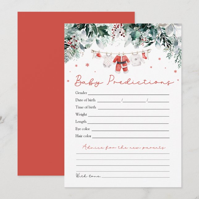 Invitación Red Santa Baby Navidades Juego de Predicción del B (Anverso / Reverso)