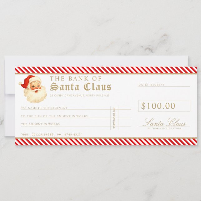 Invitación Red Santa Cheque Gift Voucher Card (Anverso)