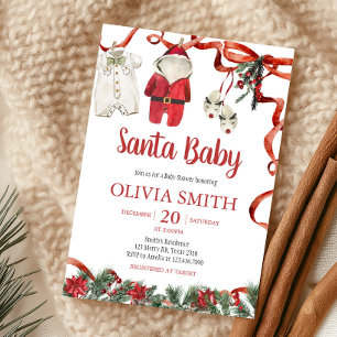 Invitación Red Santa Navidades Baby Shower
