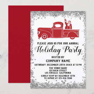 Invitación Red Santa Truck Xmas Empresa fiesta de vacaciones