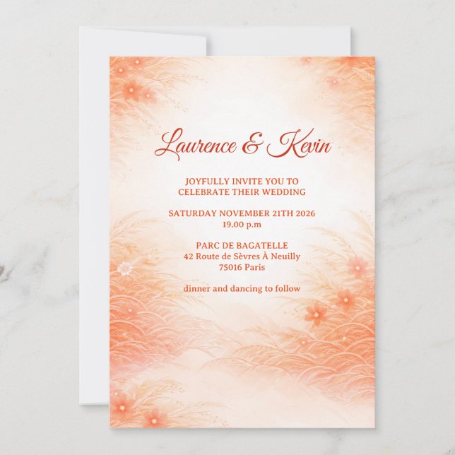 Invitación Red Seigaiha – Japanese Wedding Collection (Anverso)