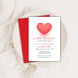 Invitación Red Simple Pequeño Querido Valentine Baby Shower