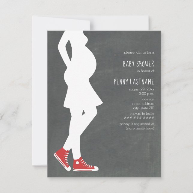 Invitación Red Sneakers Baby Bump Baby Shower (Anverso)