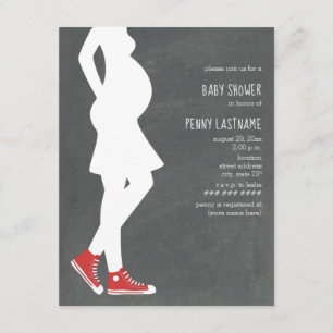 Invitación Red Sneakers Baby Bump Baby Shower
