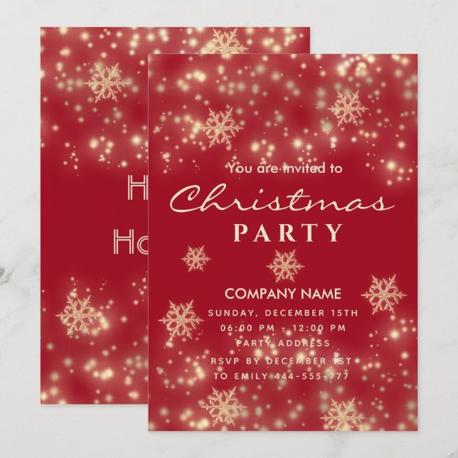 Invitación Red Sparkling fiesta de Navidades corporativos de  (Anverso / Reverso)