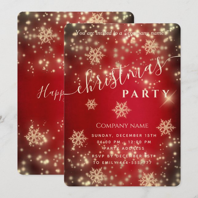 Invitación Red Sparkling fiesta de Navidades corporativos de  (Anverso / Reverso)