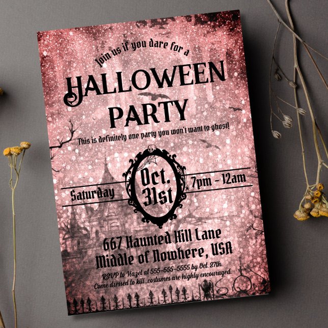 Invitación Red Spooky Haunty House Halloween Party (Subido por el creador)