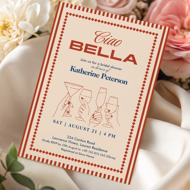 Invitación RED Stripes RETRO Bridal Shower (Subido por el creador)