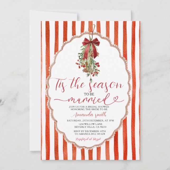 Invitación Red Tis The Season to Be Married Bridal Shower (Anverso)