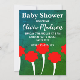 Invitación Red Tulip Flower Girl Baby Shower