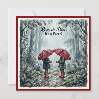 Invitación Red Umbrella Rain or Shine Birthday Invitation