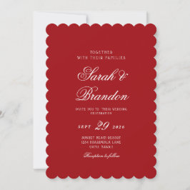 Invitación Red Valentines Minimalist Script Wedding