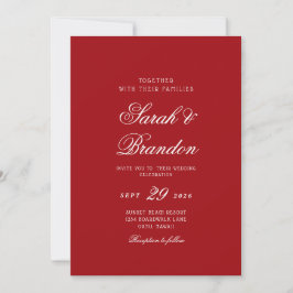 Invitación Red Valentines Minimalist Script Wedding