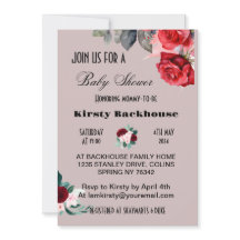 Red Watercolor Flower Baby Shower