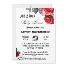 Red Watercolor Flower Baby Shower