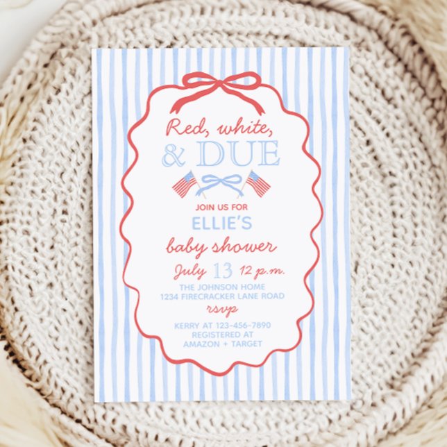 Invitación Red White and Due Baby Shower Invitation (Subido por el creador)