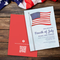 Red White Blue Divertido 4 de julio Bandera QR Cód