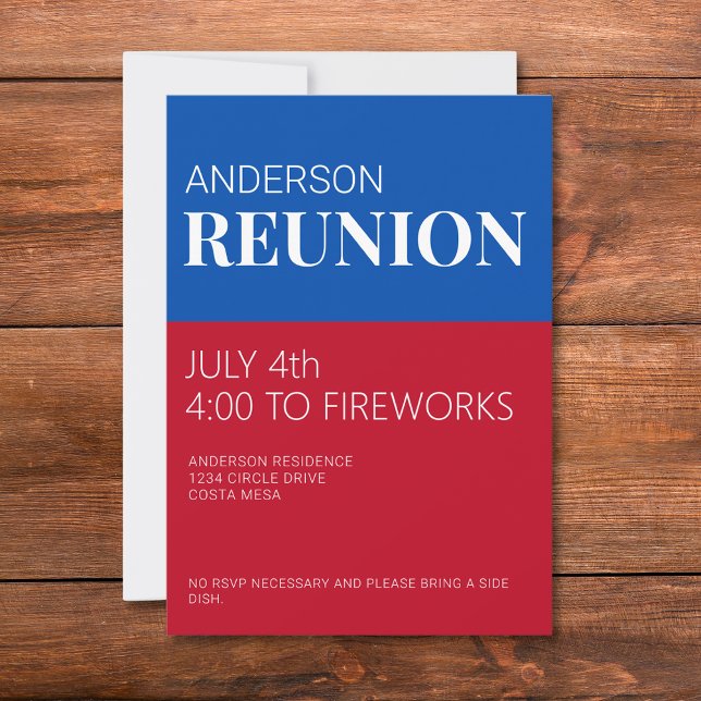 Invitación Red White Blue Family Reunion Invitation (Subido por el creador)