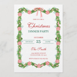 Invitación Red & White Chinoiserie Garland Grandmillennial