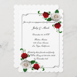 Invitación Red & White Roses Christmas Engagement Party