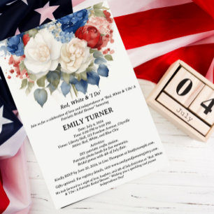 Invitación Red White y yo hacemos ducha de novias el 4 de jul