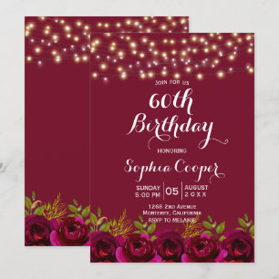Invitación Red Wine String ilumina la fiesta de cumpleaños nú