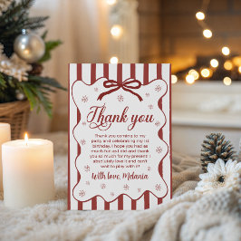 Invitación Red Winter First Birthday Thank You Card