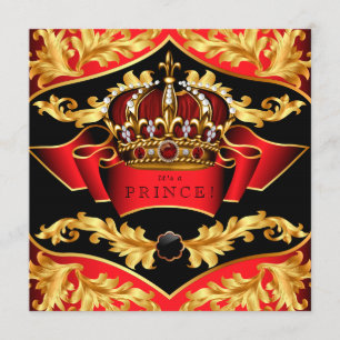 Invitación Red y Gold Royal Baby Shower