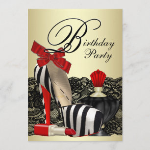 Invitación Red Zebra High Heel Shoes Red Zebra Fiesta