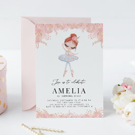 Invitación Redhead Ballerina en el cumpleaños floral de la ve