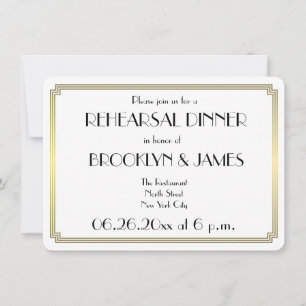 Invitación Redonda de Ensayo de Boda Gatsby Art De
